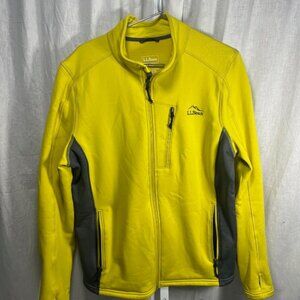 L.L. Bean Poly/Spandex Fleece Lined Zip Front Jacket in Yellow/Gray - Size L